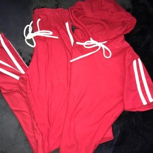 Red & stripped two-piece